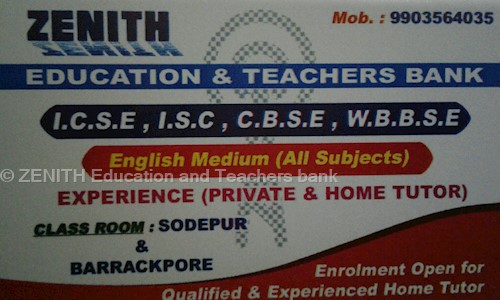 ZENITH Education and Teachers bank in Sodepur, Kolkata - 700118