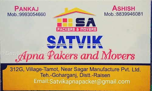 Satvik Apna Packers & Movers in Radha Krishna Puram, Raisen - 464990