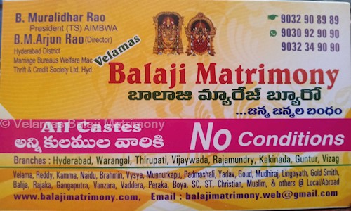 Velamas Balaji Matrimony in Dilsukh Nagar, Hyderabad - 500060