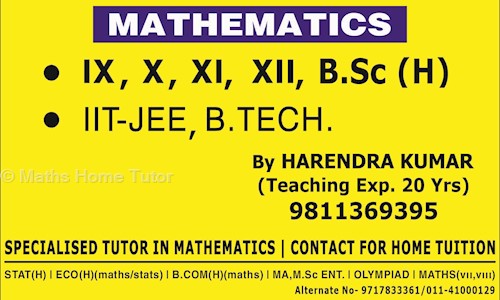 Harendra Kumar Maths Home Tutor