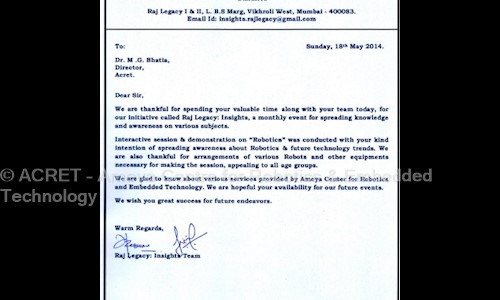 ACRET - Ameya Centre for Robotics & Embedded Technology in Andheri West, Mumbai - 400058