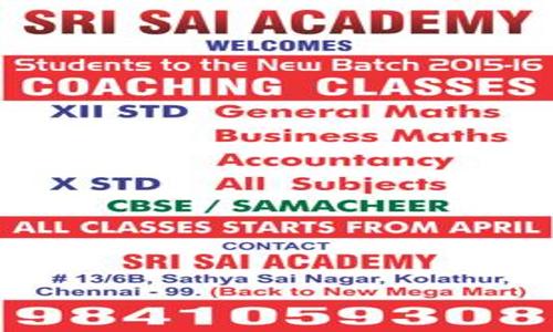 Shri Sai Academy in Kolathur, Chennai - 600099