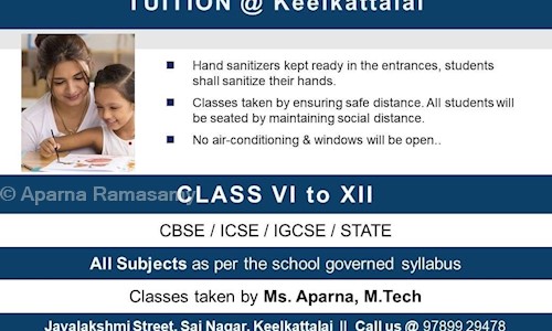 Aparna Ramasamy in Keelkattalai, Chennai - 600117