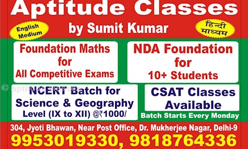 aptitude classes in Dr. Mukherjee Nagar, Delhi - 110009