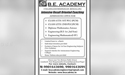 B.E. Academy in Raja Rajeshwari Nagar, Bangalore - 560098