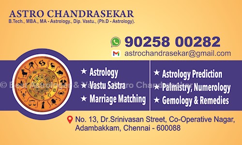 Best Astrologer & Vastu - Astro Chandrasekar  in Adambakkam, Chennai - 600088