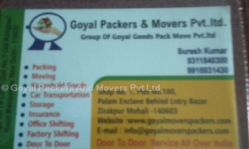 Goyal Packers And Movers Pvt Ltd in Kharar, Mohali - 140301