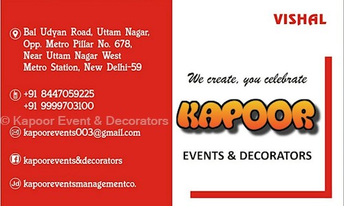Kapoor Event & Decorators in Uttam Nagar, Delhi - 110018