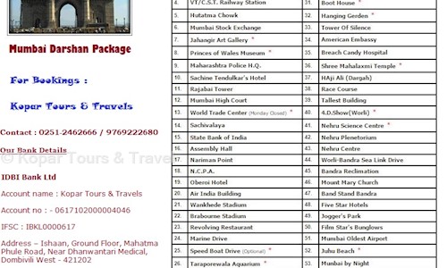 Kopar Tours & Travel in Dombivali West, Mumbai - 421202