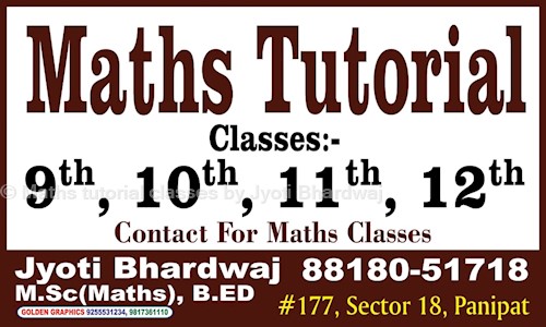 Maths tutorial classes by Jyoti Bhardwaj in Chandoli, Panipat - 132103