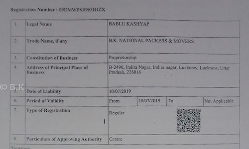 B.K. National Packers & Movers