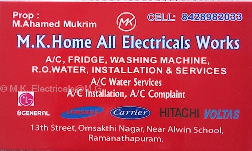 MK Home All Electricals Work in Aathi Kaadu, Rameswaram - 623503