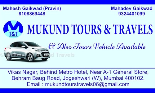 Mukund Tours and Travels in Jogeshwari, Mumbai - 400102