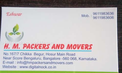 HM Packers and Movers in Begur, Bangalore - 560068