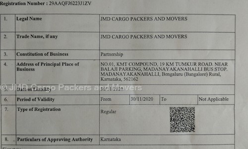 JMD Cargo Packers and Movers in Madanayakanahalli, Bangalore - 562162