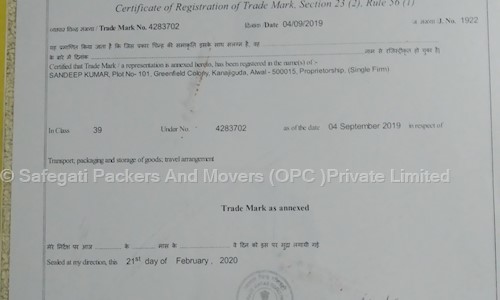 Safegati Packers & Movers (OPC) Pvt. Ltd.