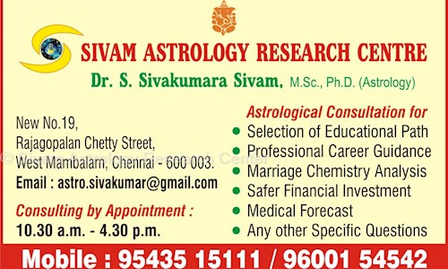 Sivam Astrology Research Center in West Mambalam, Chennai - 600033