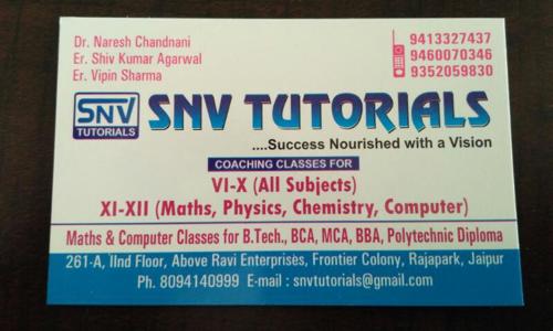SNV Tutorials in Raja Park, Jaipur - 302004