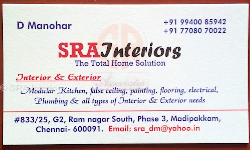SRA Interiors in Madipakkam, Chennai - 600091