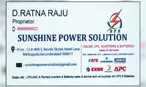 SUNSHINE POWER SOLUTION in Neredmet, Hyderabad - 500017